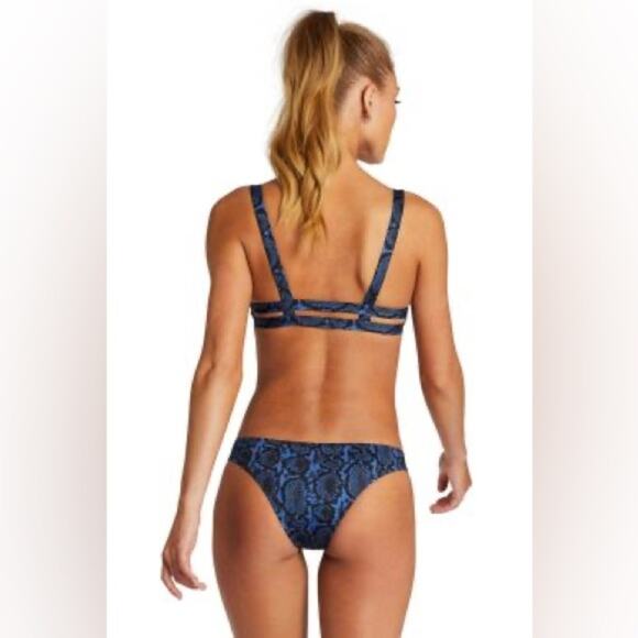 Vitamin A California Neutra Hipster Bikini Bottom in Blue Snakeskin Size 12 - Picture 2 of 8